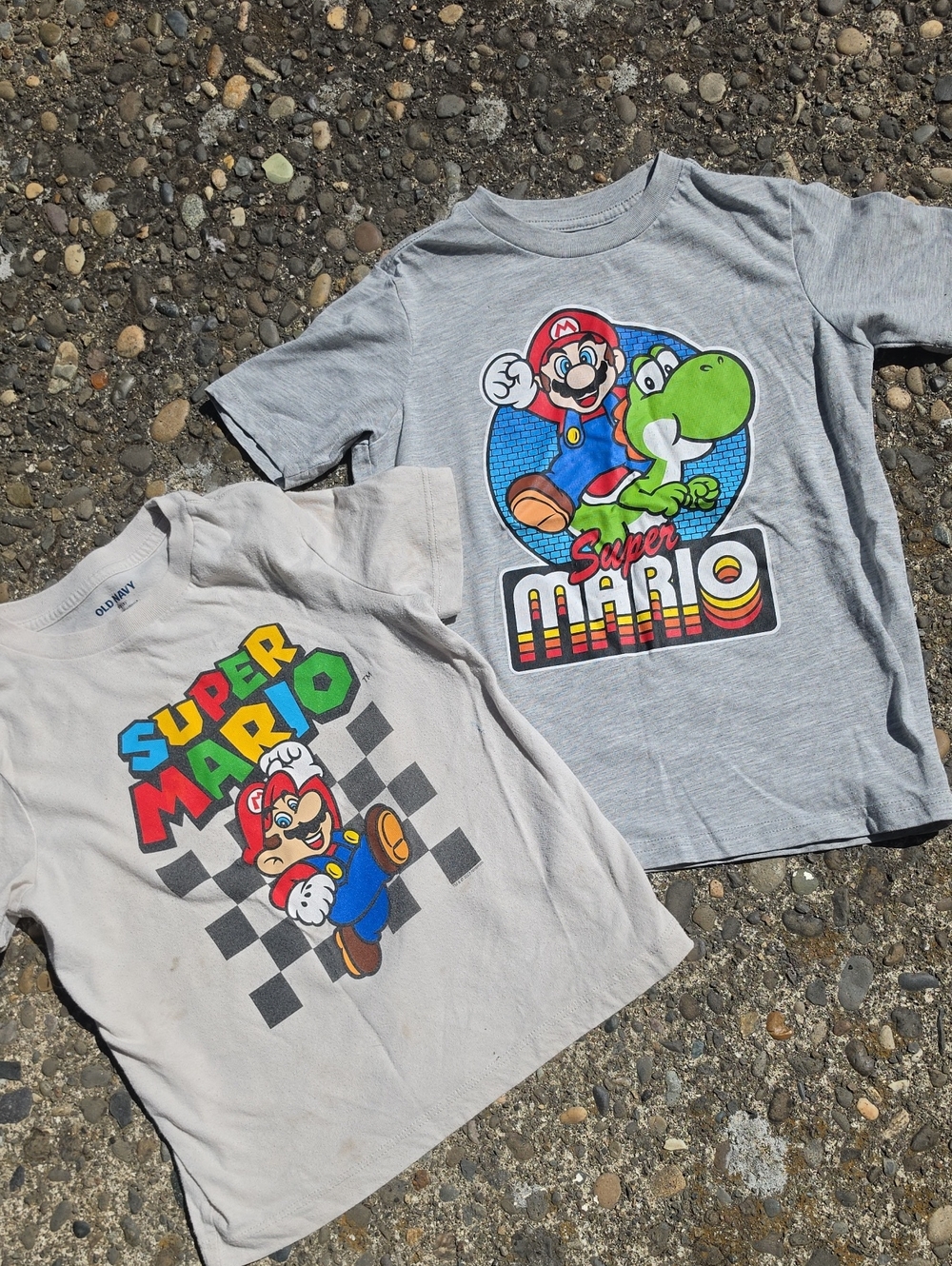 Nintendo Kids Super Mario Graphic Tees - Light Gray & Off-White